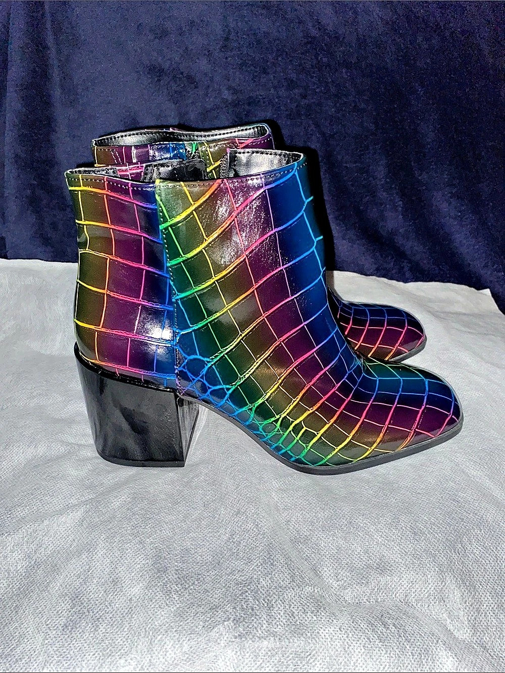 Mix No. 6 Benisa Ankle Boot Rainbow Grid Heeled Boots US 6